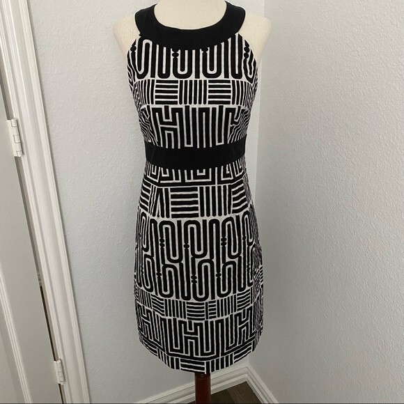 LAUNDRY by SHELLI SEGA, black white geometric halter style size 2 - Picture 7 of 13